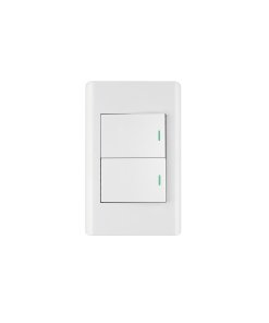 Placa armada Volteck blanca 2 interruptores 1.5 módulos Lisboa - Tecnología de conmutación dual para ambientes modernos que proporciona control independiente con superficie ampliada minimalista (Clave 47960)