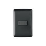 Placa armada 1 interruptor escalera, negro, línea Italiana