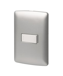 Placa armada Volteck 1 interruptor escalera plata línea Italiana - Tecnología de control dual para espacios circulatorios que facilita operación desde diferentes puntos con estética metálica sofisticada (Clave 46478)