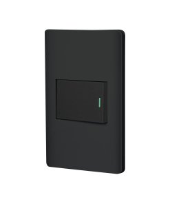 Placa armada Volteck negra 1 interruptor de 3 vías 1.5 mód Lisboa - Tecnología de control múltiple para espacios transitables que permite operación desde diversos puntos con estética sofisticada (Clave 47892)