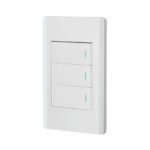 Placa armada blanca 2 interruptores 1 de 3 vías 1 mód,Lisboa