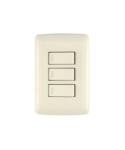 Placa armada Volteck 3 interruptores sencillos marfil línea Italiana - Tecnología de conmutación independiente para espacios tradicionales que combina versatilidad funcional con tonalidad mediterránea cálida (Clave 48664)