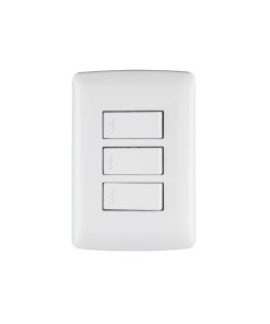 Placa armada Volteck 3 interruptores sencillos blanco línea Italiana - Tecnología de conmutación múltiple para espacios modernos que facilita control independiente con diseño mediterráneo minimalista (Clave 46463)