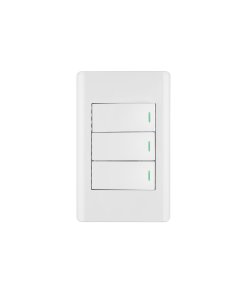 Placa Armada Volteck Lisboa 3 Interruptores 1 Módulo Blanco - Control Triple de Iluminación en Diseño Compacto y Elegante (Clave 47956)