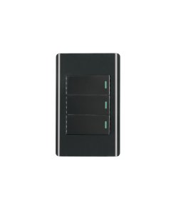 Placa armada Volteck negra 3 interruptores 1 módulo Lisboa - Tecnología de control múltiple para espacios sofisticados que maximiza funcionalidad con estética minimalista refinada (Clave 47889)
