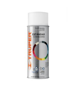 Pintura en Aerosol Truper Blanco Brillante en Bote Tradicional (400 ml) - Tecnología de Alta Cobertura para Bases de Pintura que Optimiza Tiempos de Trabajo (Clave 102808)