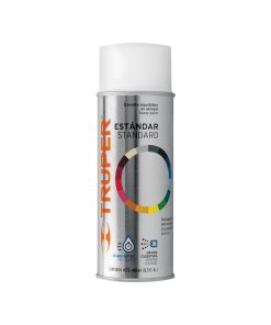 Pintura en Aerosol Truper Blanco Mate en Bote Tradicional (400 ml) - Tecnología de Fórmula No Reflectante para Aplicaciones en Interiores que Reducen la Fatiga Visual (Clave 102820)