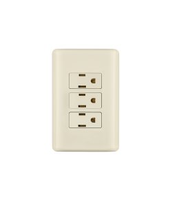 Placa armada Volteck 3 contactos aterrizados marfil - Tecnología de alimentación triple para ambientes clásicos que combina funcionalidad completa con estética tradicional armoniosa (Clave 26636)