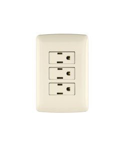 Placa armada Volteck 3 contactos aterrizados marfil línea Italiana - Tecnología de conexión múltiple para espacios tradicionales que proporciona seguridad integral con tonalidad mediterránea cálida (Clave 48669)