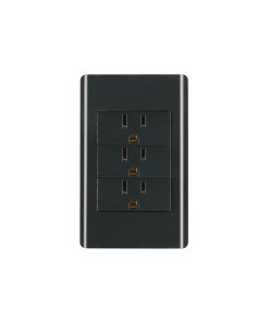 Placa armada Volteck negra 3 contactos 1 módulo Lisboa - Tecnología de alimentación triple para ambientes elegantes que proporciona conexión múltiple con diseño europeo contemporáneo (Clave 47903)