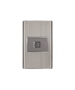 Placa armada Volteck acero inox 1 toma para teléfono 1.5 mód Lisboa - Tecnología de comunicación resistente para entornos exigentes que garantiza conexión confiable con durabilidad industrial (Clave 47844)