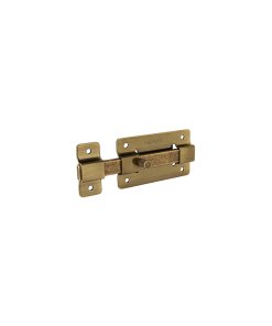 Pasador de barra plana de 4', acabado latón antiguo, diseño clásico para puertas robustas, HERMEX, clave 47927.