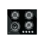 Parrilla gas empotrable 60cm, 4 quem, vidrio negro, RIVIERA