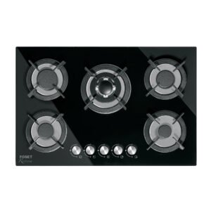 Parrilla gas empotrable 75cm, 5 quem, vidrio negro, RIVIERA