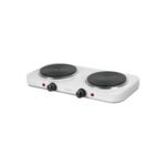 Parrilla eléctrica 2 quemadores de disco, blanca, VOLTECK