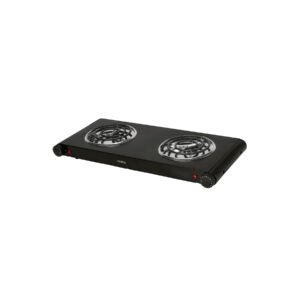 Parrilla eléctrica 2 quemadores en espiral, negra, VOLTECK
