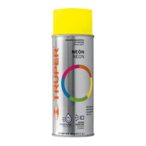 Pintura en aerosol Truper amarillo neón bote tradicional 400 ml - Tecnología de pigmentos reflectivos para marcaje preventivo que asegura identificación inmediata en ambientes de trabajo (Clave 102848)