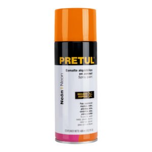 Pintura en Aerosol Naranja Neón 400ml, Alta Visibilidad para Señalización, PRETUL Pretul Clave 27005