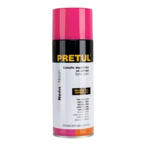 Pintura en Aerosol Rosa Neón 400ml, Color Vivo y Brillante para Proyectos Creativos, PRETUL Pretul Clave 27006