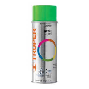 Pintura en aerosol Truper verde neón bote tradicional 400 ml - Tecnología de pigmentos fotoluminiscentes para marcaje industrial que mantiene visibilidad excepcional bajo cualquier condición (Clave 102850)