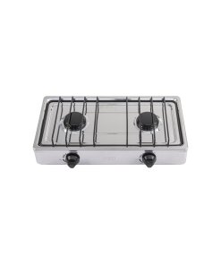 Parrilla de Gas de Sobreponer 2 Quemadores, Acabado Inox, Estilo Aerodinámico y Compacto, Marca Foset Aero, Clave 45666