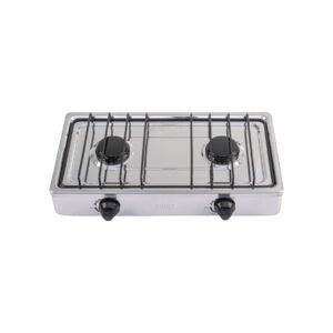Parrilla de Gas de Sobreponer 2 Quemadores, Acabado Inox, Estilo Aerodinámico y Compacto, Marca Foset Aero, Clave 45666