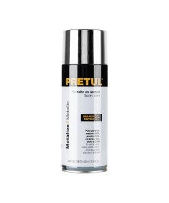 Pintura en aerosol metálica, cromo, 400ml, opción ideal para acabados metálicos, Pretul clave 27177