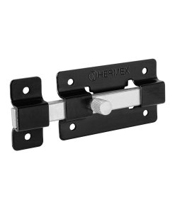 Pasador de barra plana de 3', acabado negro, solución duradera para puertas de uso general, HERMEX, clave 47929.