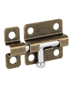 Pasador de barril de acero latón antiguo de 2', diseño clásico para aplicaciones de seguridad, HERMEX, clave 45728.