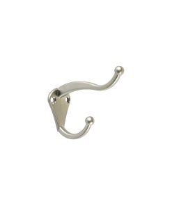 Gancho Doble Largo y Corto Tipo Perchero, Chico, Cromo Mate, Resistencia Alta para Instalaciones de Percheros, Clave 46366, HERMEX