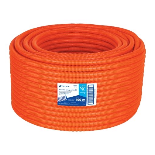 Poliducto Volteck 1/2" Corrugado Flexible s/Guía Rollo 100m - Versatilidad en Canalizaciones Eléctricas que Optimiza Proyectos (Clave 45018)