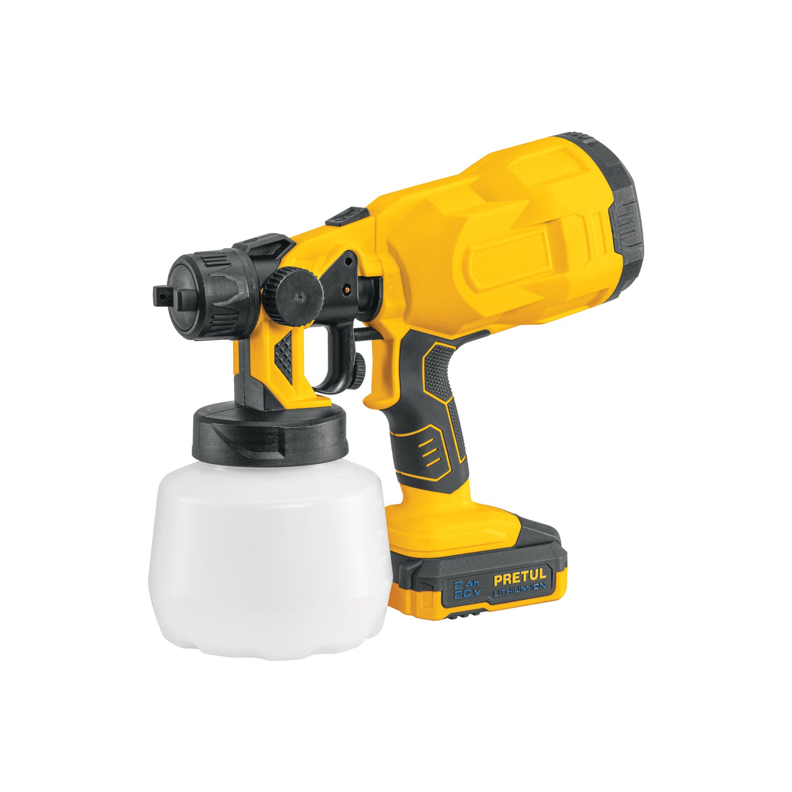 Pistola para pintar, 20V, 1 batería de 2Ah, opción portátil y potente para aplicaciones de pintura, PRETUL, clave 29010.