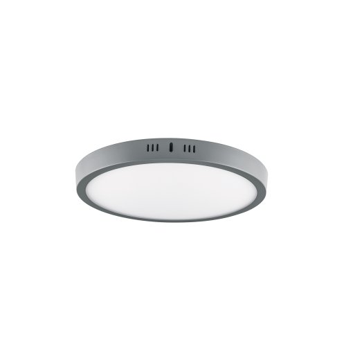 Luminario LED Volteck tipo plafón 24 W redondo luz de día gris - Tecnología de distribución ampliada para espacios industriales que integra rendimiento superior con estética contemporánea neutral (Clave 47349)