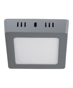 Luminario LED Volteck tipo plafón 6 W cuadrado luz de día gris - Tecnología de distribución equilibrada para áreas limitadas que combina rendimiento optimizado con estética contemporánea neutra (Clave 47446)