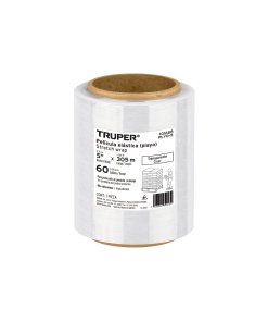 Rollo de 305 m película plástica Truper estirable ancho 5" - Tecnología de protección calibre 60 para embalaje especializado que garantiza la integridad de cargas valiosas (Clave 101688)