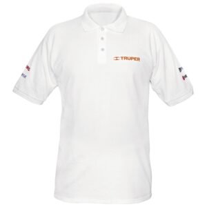 Playera polo Truper para hombre blanca G - Tecnología textil resistente para personal de ventas que proyecta imagen impecable durante largas jornadas (Clave 60453)