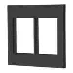 Placa 2 ventanas, 6 módulos, línea Española, color negro