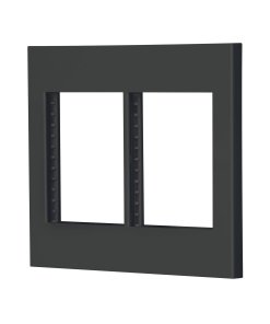 Placa 2 ventanas Volteck 6 módulos línea Española color negro - Tecnología de montaje ampliado para controles múltiples que combina capacidad máxima con estética mediterránea elegante (Clave 47999)