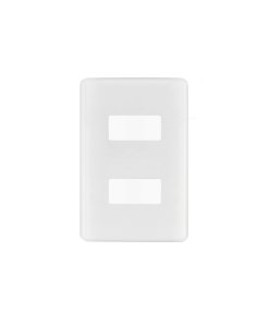 Placa 2 módulos Volteck de ABS blanca Basic - Tecnología de montaje dual para instalaciones estándar que proporciona integración funcional con acabado discreto y contemporáneo (Clave 27223)