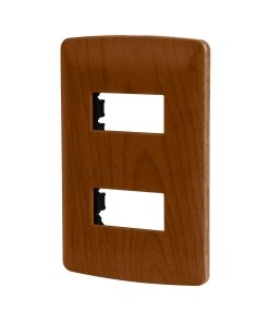 Placa 2 módulos Volteck de ABS línea Italiana acabado madera - Tecnología de integración natural para ambientes cálidos que combina practicidad moderna con estética orgánica tradicional (Clave 46393)