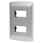 Placa 2 módulos de ABS, línea italiana, color plata, VOLTECK