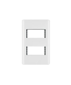 Placa blanca Volteck de 2 ventanas 1 módulo línea Lisboa - Tecnología de montaje dual para mecanismos independientes que optimiza espacio disponible con diseño minimalista contemporáneo (Clave 47937)