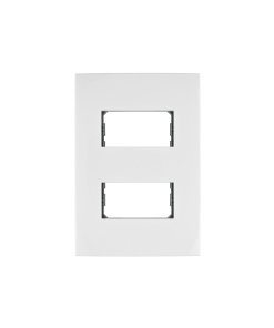 Placa 2 módulos Volteck de ABS línea Oslo color blanco - Tecnología de integración nórdica para ambientes funcionales que proporciona elegancia escandinava con versatilidad expandida (Clave 48304)
