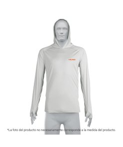Playera protección solar TRUPER manga larga con gorro hombre M - Tecnología de filtrado solar para trabajos prolongados a la intemperie que reduce significativamente el riesgo de enfermedades cutáneas (Clave 103977)