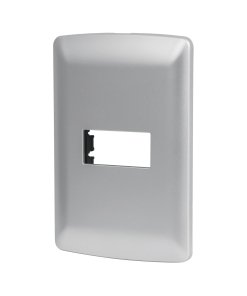 Placa 1 módulo Volteck de ABS línea italiana color plata - Tecnología de integración decorativa para espacios modernos que combina durabilidad plástica con acabado metálico sofisticado y elegante (Clave 46397)