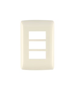Placa 3 módulos Volteck de ABS línea Italiana color marfil - Tecnología de integración triple para espacios tradicionales que combina capacidad extendida con tonalidad cálida y distinguida (Clave 48090)