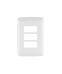 Placa 3 módulos Volteck de ABS línea Italiana color blanco - Tecnología de montaje mediterráneo para mecanismos múltiples que proporciona organización elegante con diseño continental minimalista (Clave 48136)