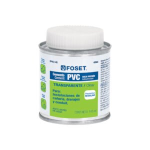 Cemento p/PVC, transparente, baja presión, lata 145ml, FOSET