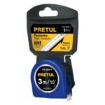 Flexómetro azul 3 m cinta 13 mm, en tarjeta, PRETUL