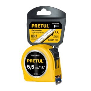 Flexómetro amarillo 6 m cinta 25 mm, en tarjeta, PRETUL